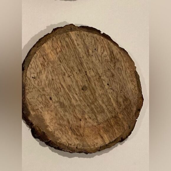 Rustic Live Edge Wood Slice 4” Drink Coaster Set of 4 Man Cave Decor - Picture 5 of 8